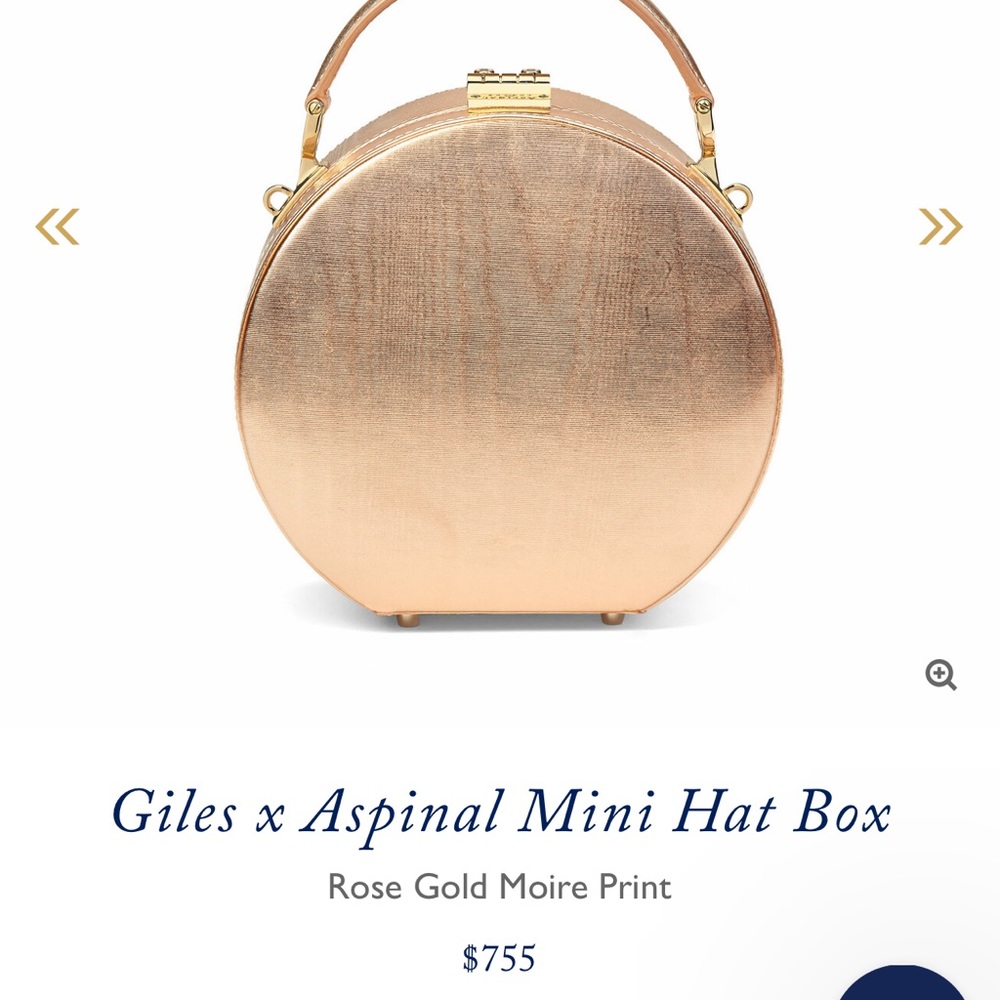 Giles x Aspinal Mini Hat Box Rose Gold Moire Print discontinued - Picture 14 of 17